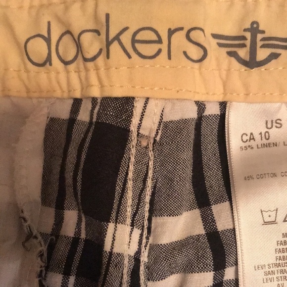 Dockers Women’s Black/Grey/White Plaid Linen Blend Shorts Size 10 - Picture 3 of 5